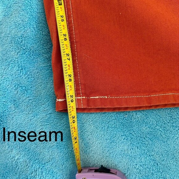 Forever 21 Rust Carpenter Cargo Pants Sz 28 - High Waist-Wide Leg - Boho Hippie - Picture 9 of 11